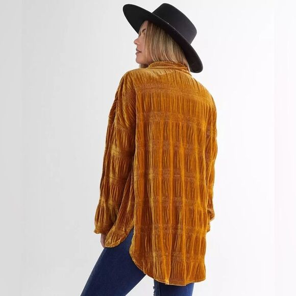 Free People My Best Velvet Blouse in Spiced Ginger XS NWOT - Picture 6 of 15